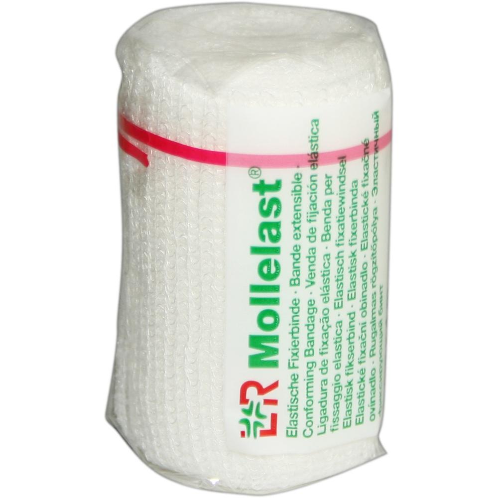 Eine weiße elastische Binde mit der Aufschrift "Mollelast".