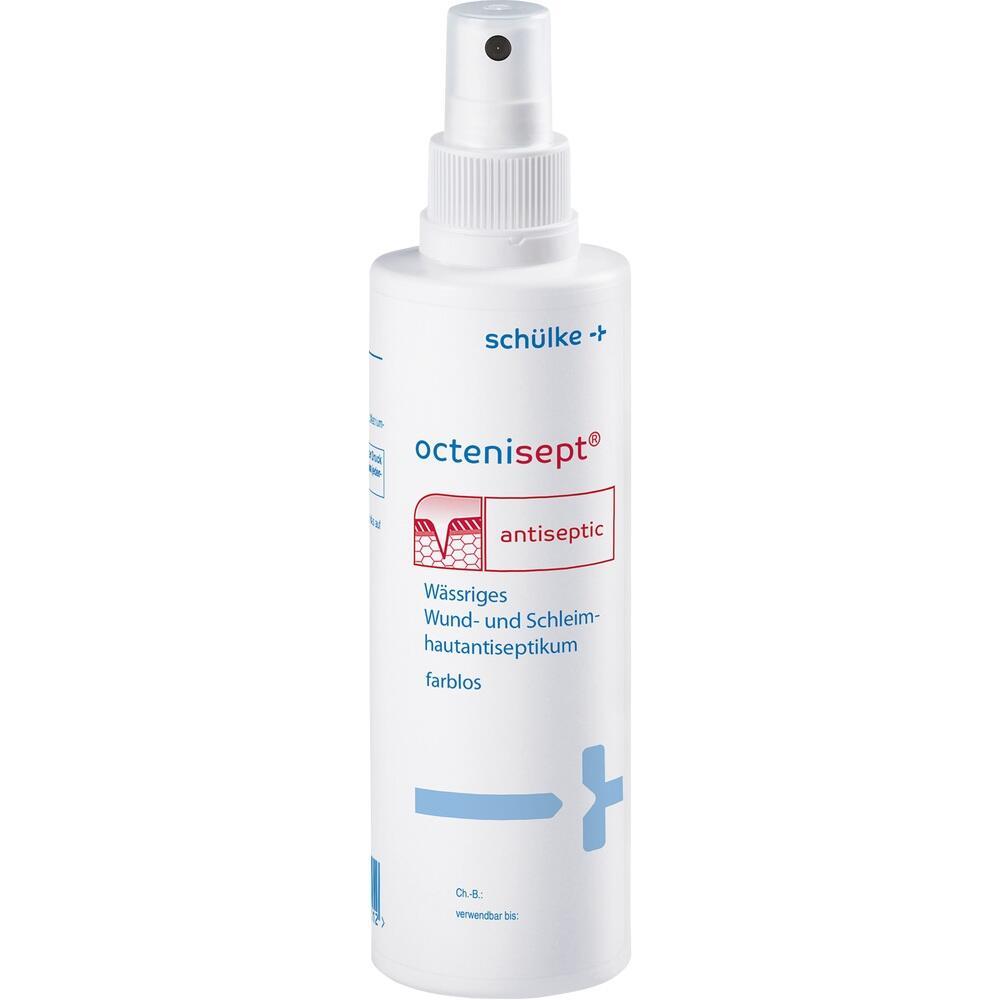 Wei&szlig;es Spray mit der Aufschrift "octenisept" zur Wunddesinfektion.