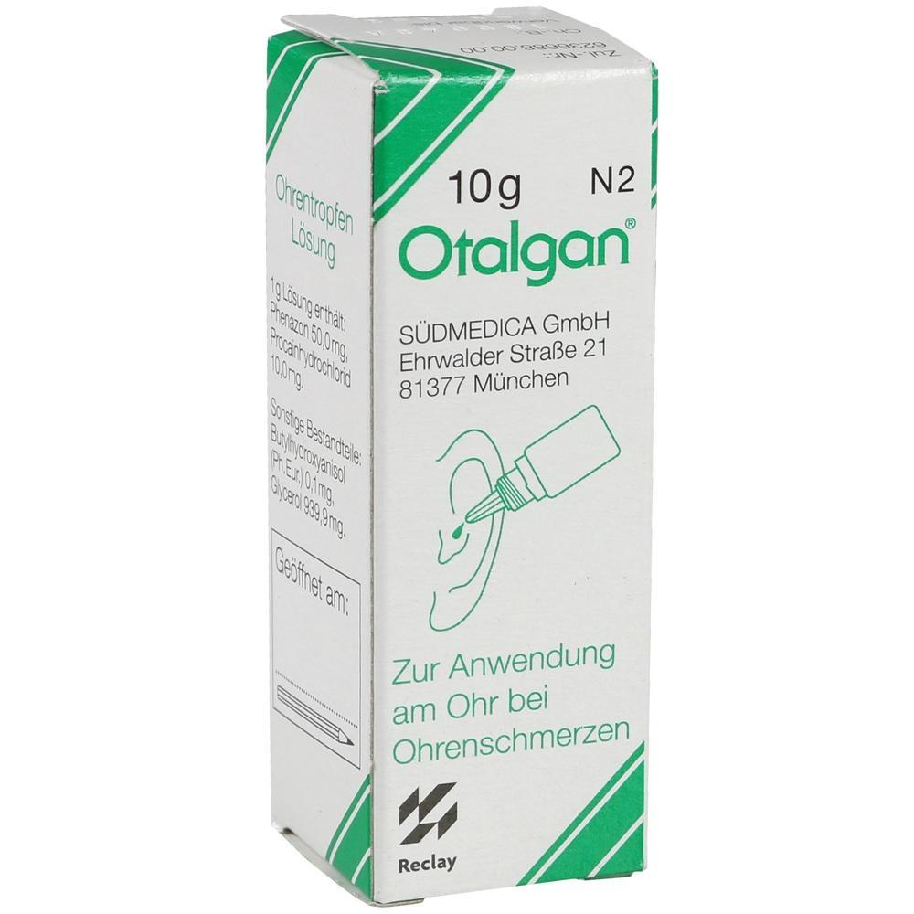 Packung von Ohrentropfen zur Linderung von Ohrenschmerzen.
