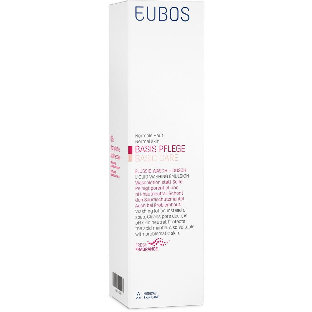 Wei&szlig;e Verpackung von Eubos Basis Pflege f&uuml;r normale Haut.