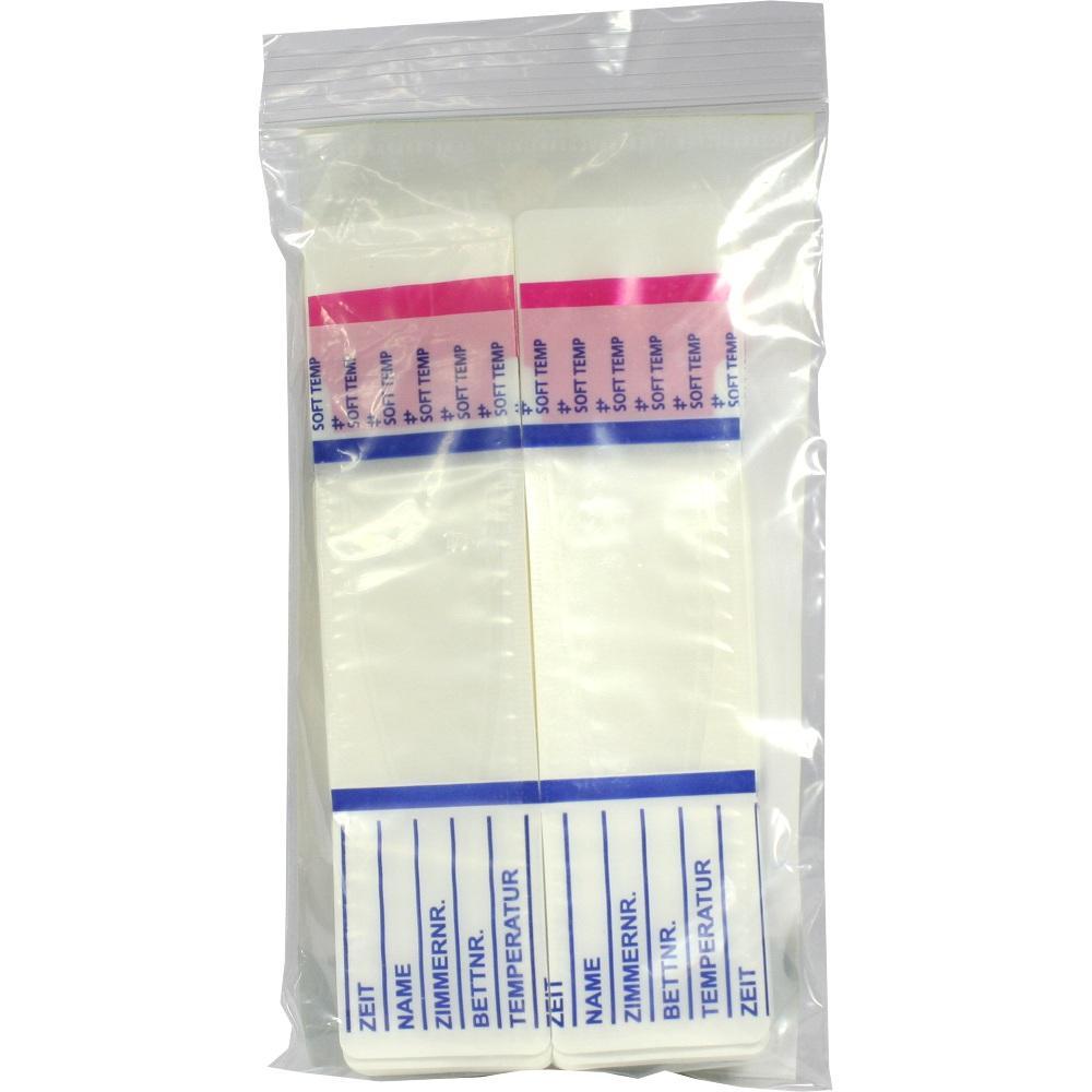 Eine Plastikt&uuml;te mit Etikettenf&auml;chern, die f&uuml;r Temperaturmessungen beschriftet sind.
