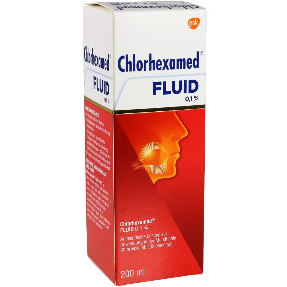Eine Verpackung von Chlorhexamed Fluid, einer antiseptischen Mundsp&uuml;ll&ouml;sung.