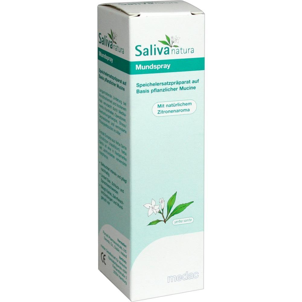 Verpackung eines Mundsprays mit Zitronenaroma und pflanzlichen Inhaltsstoffen.