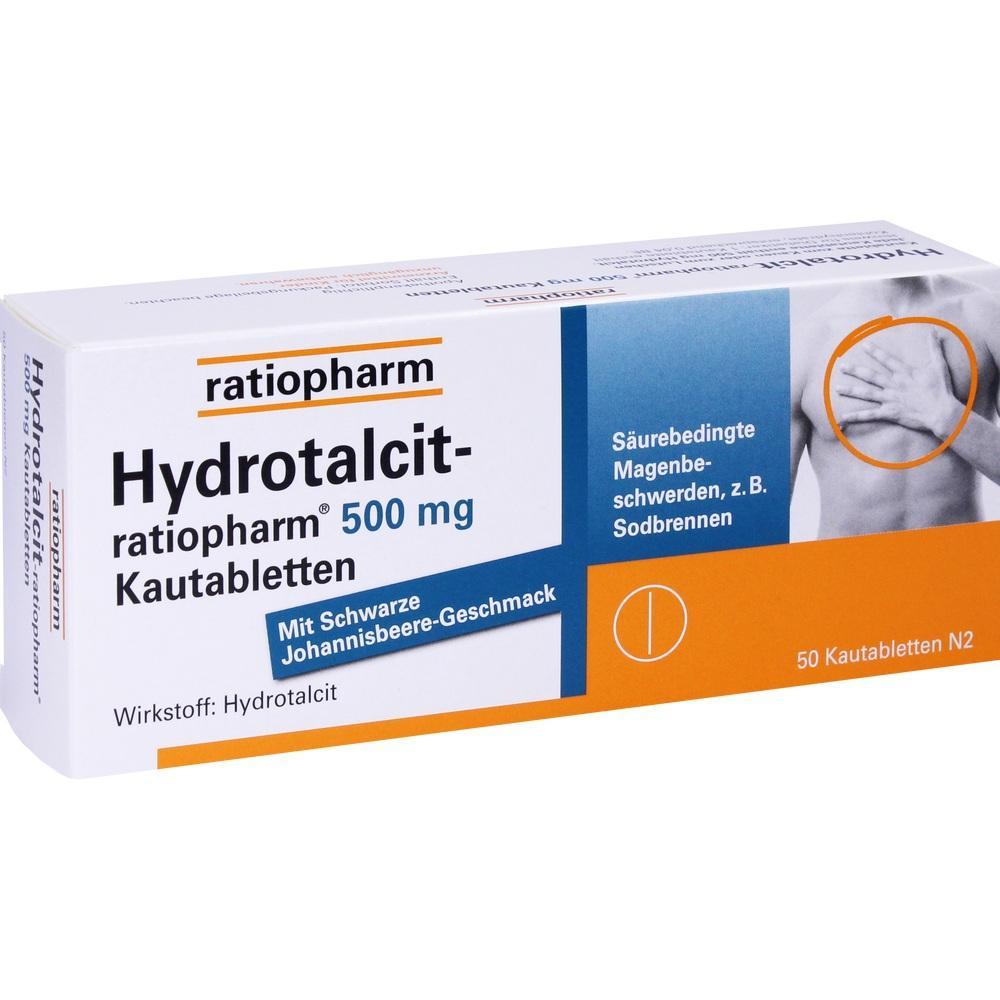 Eine Packung Kautabletten gegen Sodbrennen mit schwarzer Johannisbeer-Geschmack.