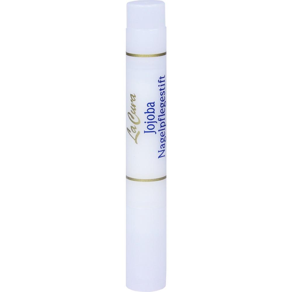 Wei&szlig;e Pflege-Stift-Verpackung mit der Aufschrift "Jojoba Nagelpflegestift".