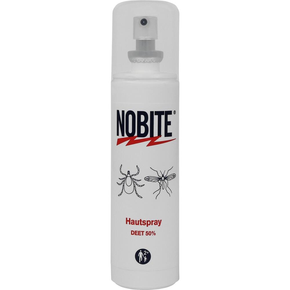 Eine Flasche Insektenspray mit dem Namen "Nobite".