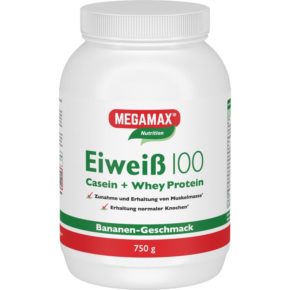 Wei&szlig;e Dose mit Eiwei&szlig;pulver, Bananengeschmack, 750 g.