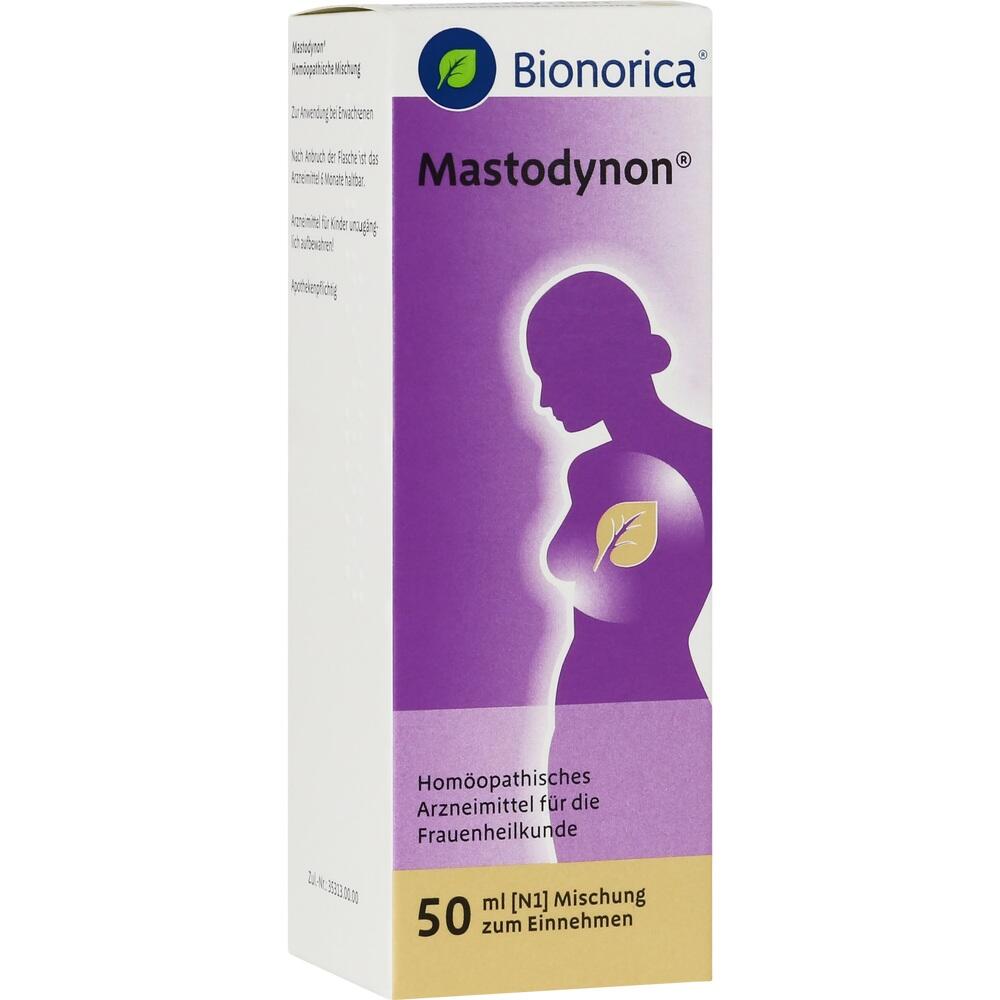Lila Packung eines hom&ouml;opathischen Mittels f&uuml;r Frauen mit Silhouette und Blatt-Symbol.