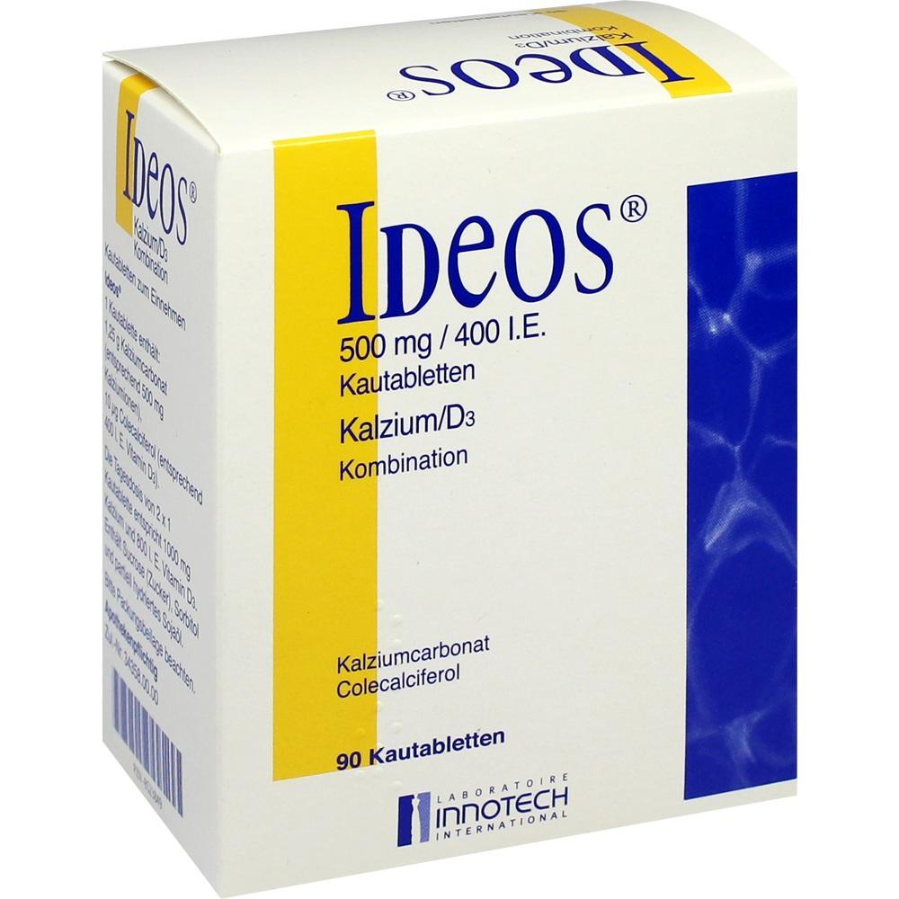 Eine Packung mit Kautabletten, die Kalzium und Vitamin D3 enth&auml;lt.