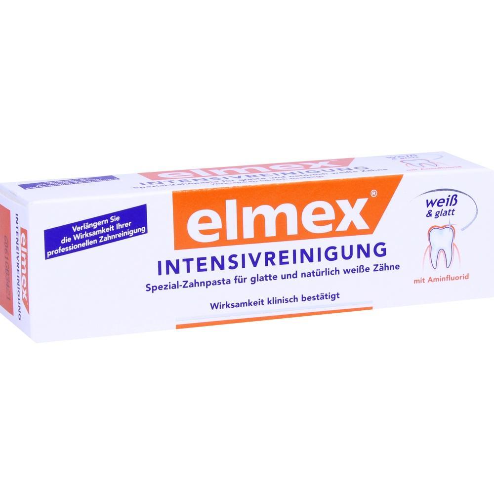 Eine Zahnpastatube der Marke Elmex f&uuml;r intensive Reinigung.