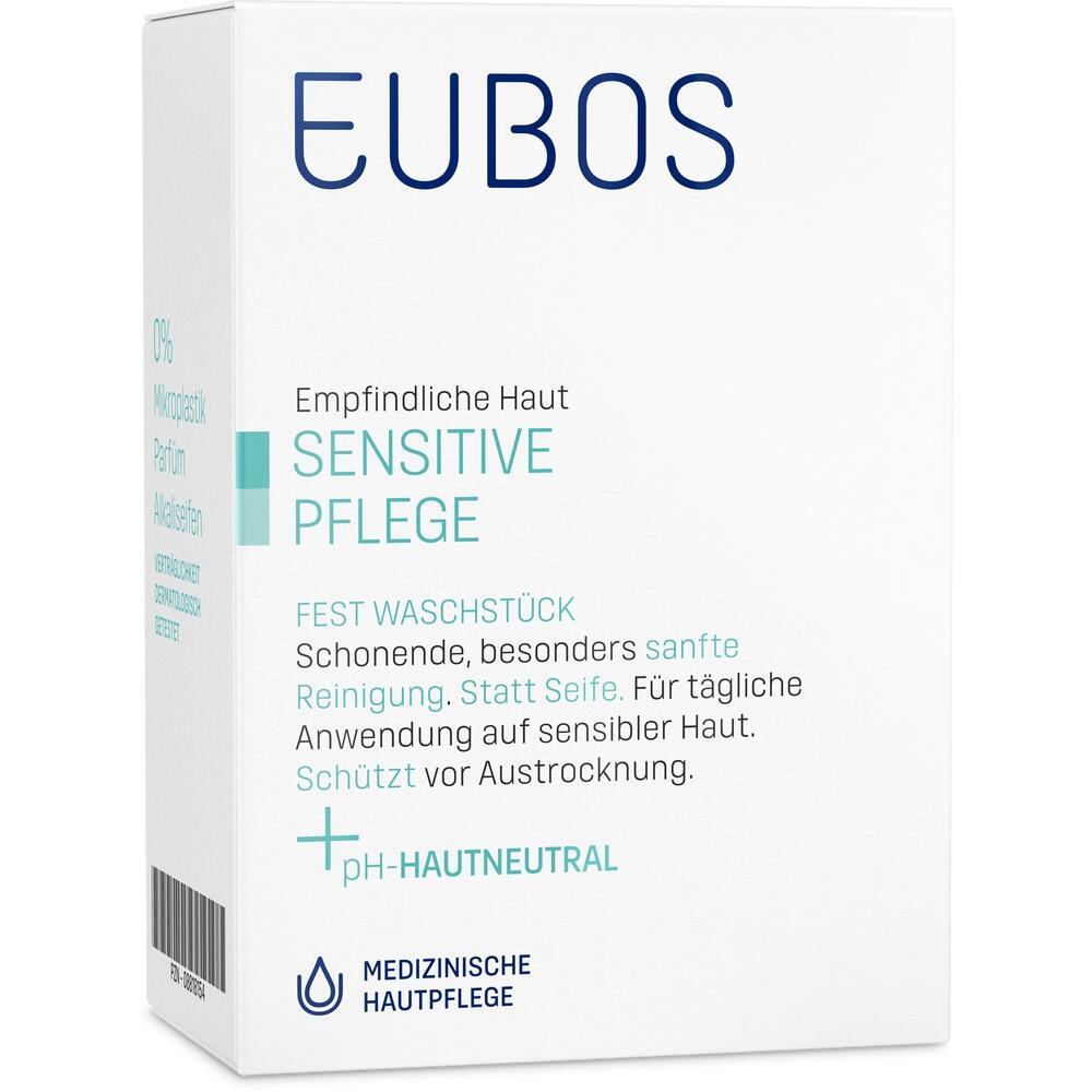 Eine wei&szlig;e Verpackung von EUBOS f&uuml;r empfindliche Hautpflege.