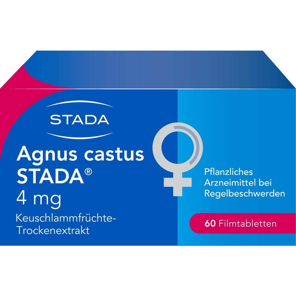 Die Packung zeigt ein pflanzliches Arzneimittel f&uuml;r Regelbeschwerden mit 60 Tabletten.