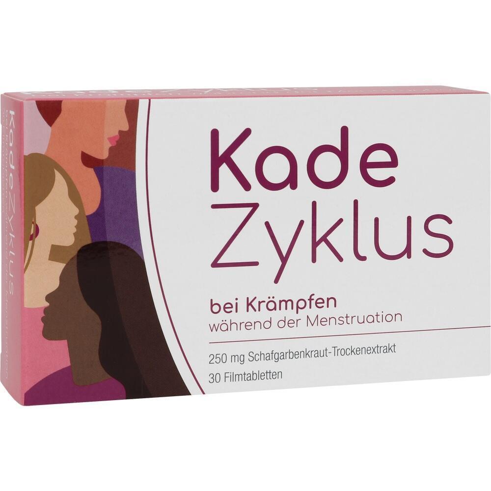 Verpackung einer Tabletten-Packung f&uuml;r Menstruationskr&auml;mpfe.